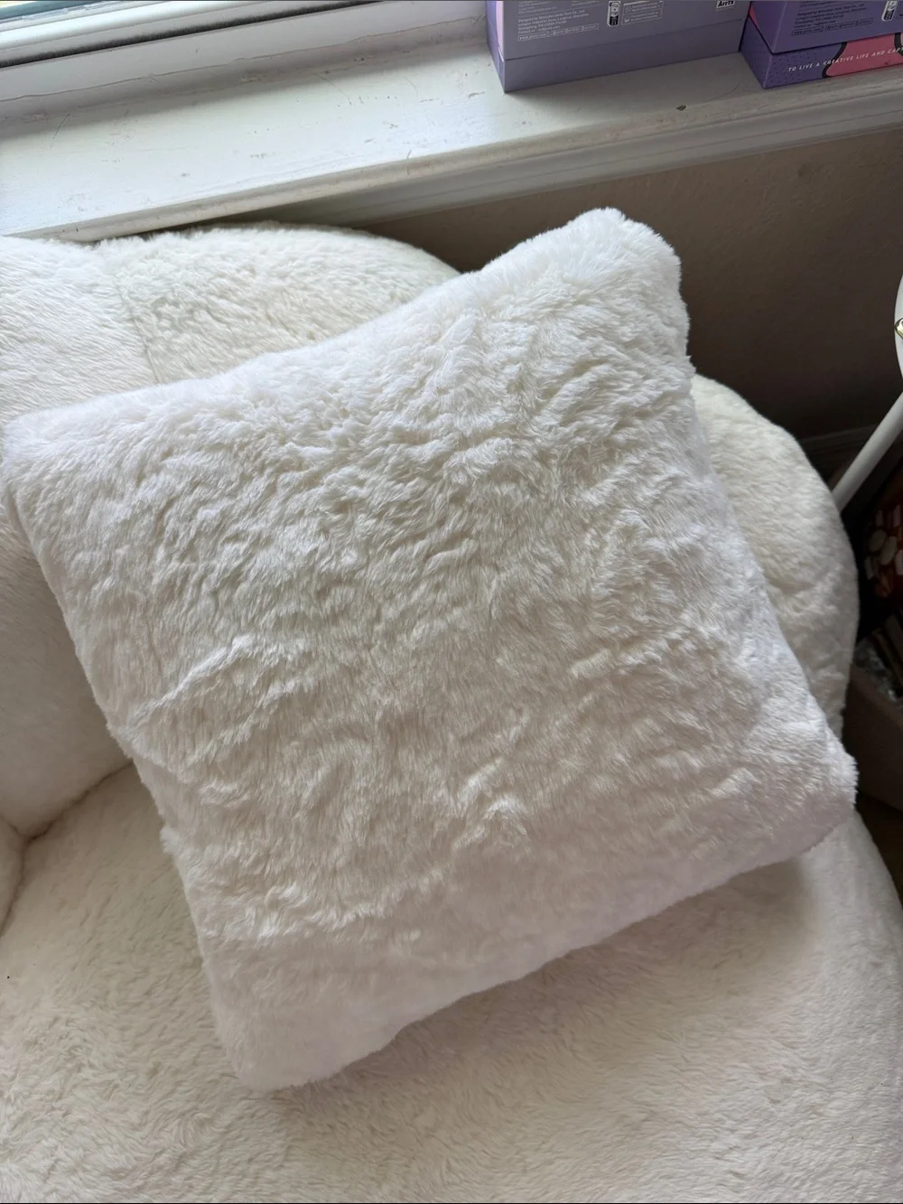 Ivory Faux Fur Pillows soft fluffy fur white cream